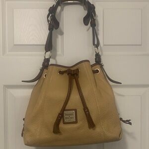 Dooney & Bourke Cream and Brown Leather Shoulder Bag